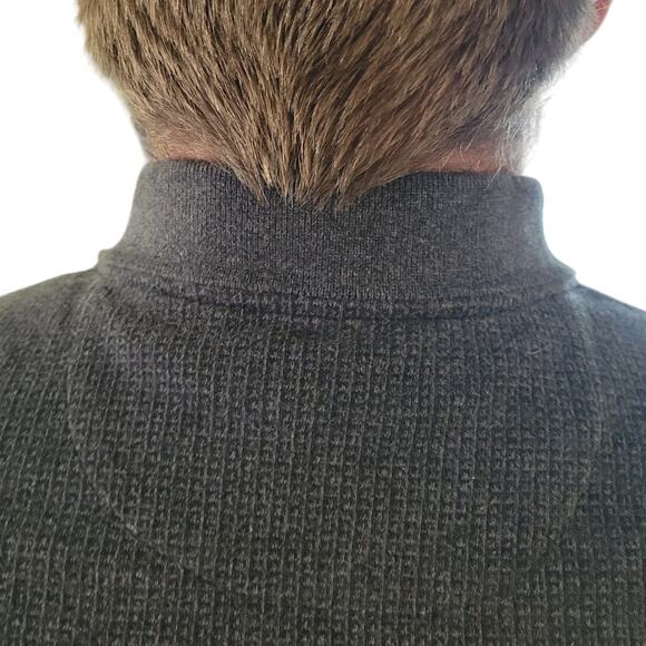 Vntg Y2K Izod Gray Collared Cotton Knit Sweater Sz M Neutral Dadcore Minimalist - Picture 3 of 9